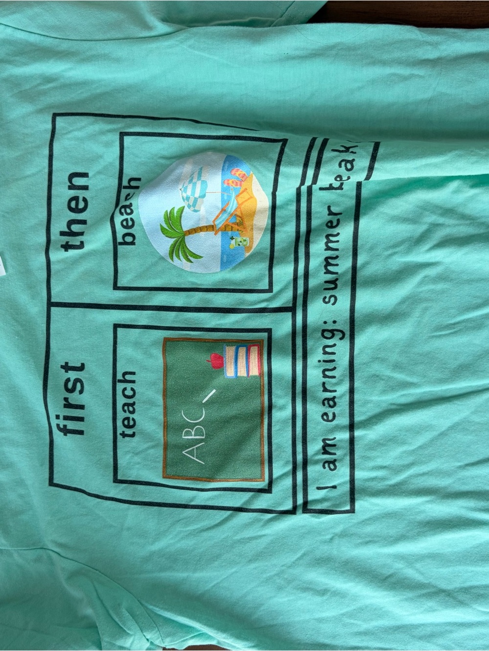 Bella Canvas Mint Green Short Sleeve Tee with School & Beach Graphic